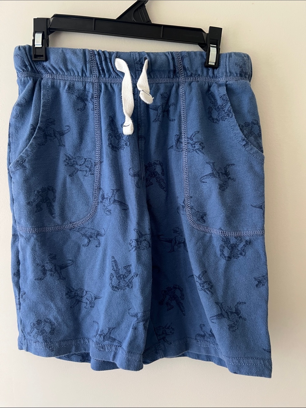 Carter's Blue Dino Knit Shorts with White Drawstring
